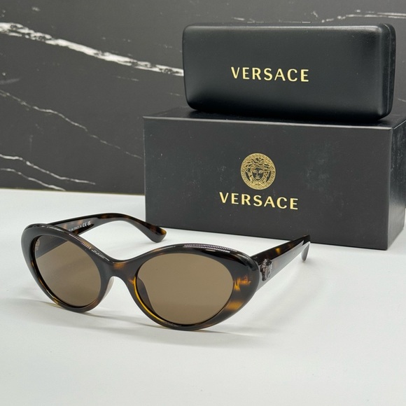 NEW VERSACE VE4455U 108/73 WOMEN CAT EYE SUNGLASSES VERSACE MOD 4455-U HAVANA - Picture 3 of 11